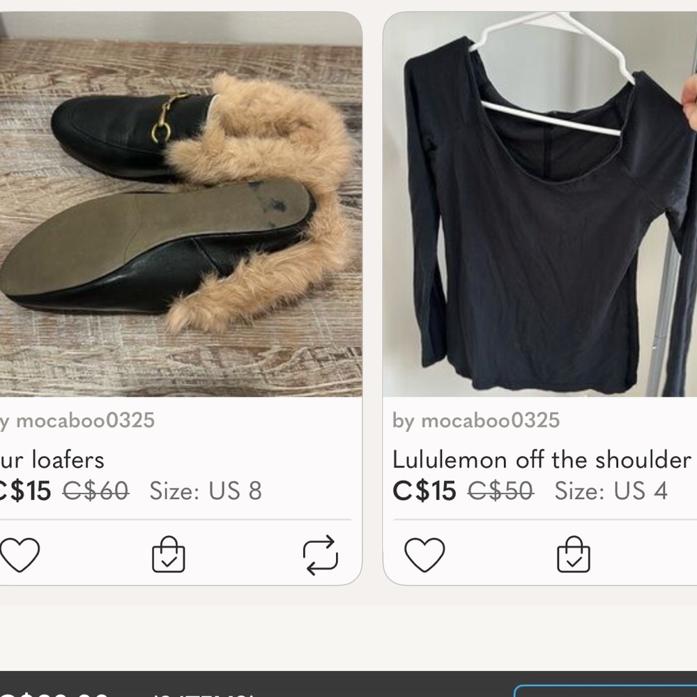 Fur loafers and lululemon top